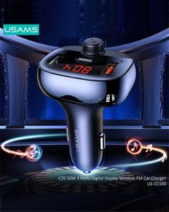 USAMS Car Charger C25 50W 3 Ports Fast Car Charger